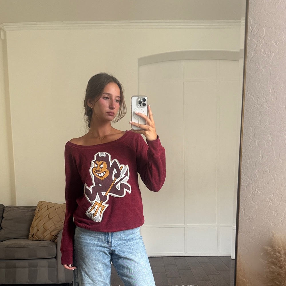 ARIZONA STATE UNIVERSITY Women's Maroon Sweater with Graphic Design